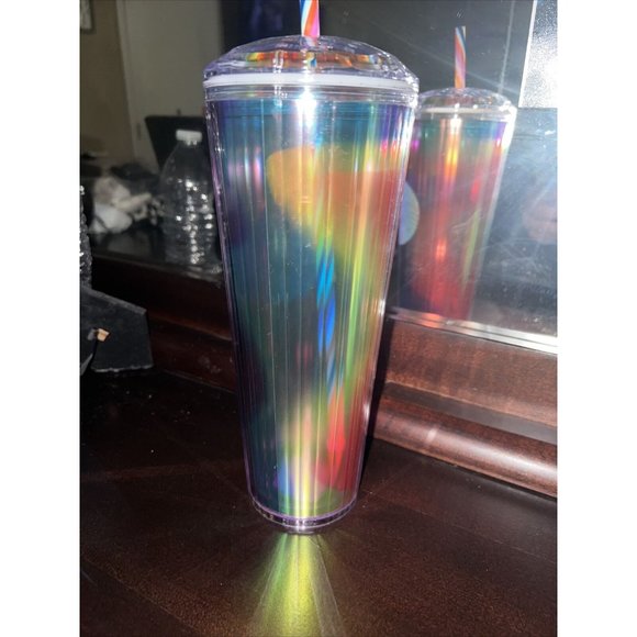 Starbucks Rainbow Kaleidoscope Acrylic Tumbler Cold Cup 24oz Venti - Picture 3 of 6
